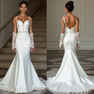 🔹 Satin mermaid wedding dress 🔹 Luxury bridal gown 🔹 Elegant wedding dresses with lace 🔹 Deep sweetheart neckline wedding dress 🔹 Modern wedding dresses 2025 🔹 Chic satin bridal gowns 🔹 Designer mermaid wedding dress 🔹 Open-back wedding gown