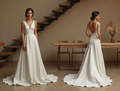Romantic Puff Sleeve Wedding Dress – Lace Bodice & Slit Skirt