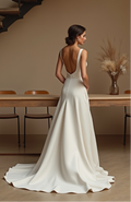Romantic Puff Sleeve Wedding Dress – Lace Bodice & Slit Skirt