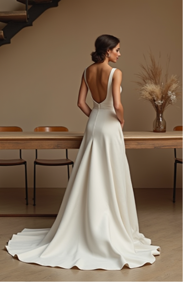 Romantic Puff Sleeve Wedding Dress – Lace Bodice & Slit Skirt