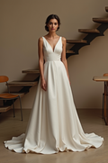 Romantic Puff Sleeve Wedding Dress – Lace Bodice & Slit Skirt