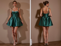 Emerald Green Satin Mini Dress – Elegant Lace Bustier