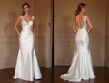 Satin Mermaid Wedding Dress with Lace Straps & Open Back