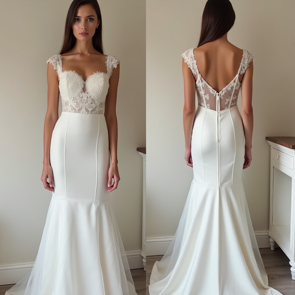 🔹 Mermaid wedding dress | فستان زفاف حورية البحر | Vestido de novia sirena
🔹 Lace and satin bridal gown | فستان زفاف دانتيل وساتان | Vestido de novia de encaje y satén
🔹 Elegant illusion back wedding dress | فستان زفاف بظهر شفاف أنيق | Vestido de novia con espalda ilusión elegante
🔹 Romantic lace wedding gown | فستان زفاف رومانسي بالدانتيل | Vestido de novia romántico de encaje
🔹 Luxury bridal gown with tulle train | فستان زفاف فاخر بذيل من التول | Vestido de novia lujoso con cola de tul