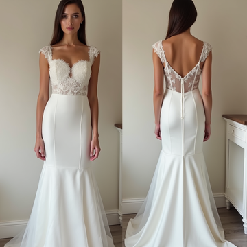 🔹 Mermaid wedding dress | فستان زفاف حورية البحر | Vestido de novia sirena
🔹 Lace and satin bridal gown | فستان زفاف دانتيل وساتان | Vestido de novia de encaje y satén
🔹 Elegant illusion back wedding dress | فستان زفاف بظهر شفاف أنيق | Vestido de novia con espalda ilusión elegante
🔹 Romantic lace wedding gown | فستان زفاف رومانسي بالدانتيل | Vestido de novia romántico de encaje
🔹 Luxury bridal gown with tulle train | فستان زفاف فاخر بذيل من التول | Vestido de novia lujoso con cola de tul