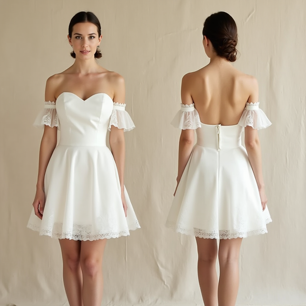 🔹 Short wedding dress | فستان زفاف قصير | Vestido de novia corto
🔹 Off-the-shoulder bridal gown | فستان زفاف مكشوف الأكتاف | Vestido de novia sin hombros
🔹 Casual wedding dress | فستان زفاف بسيط | Vestido de novia informal
🔹 A-line mini wedding dress | فستان زفاف قصير A-line | Vestido de novia corto en A-line
🔹 Romantic satin bridal gown | فستان زفاف ساتان رومانسي | Vestido de novia romántico de satén

