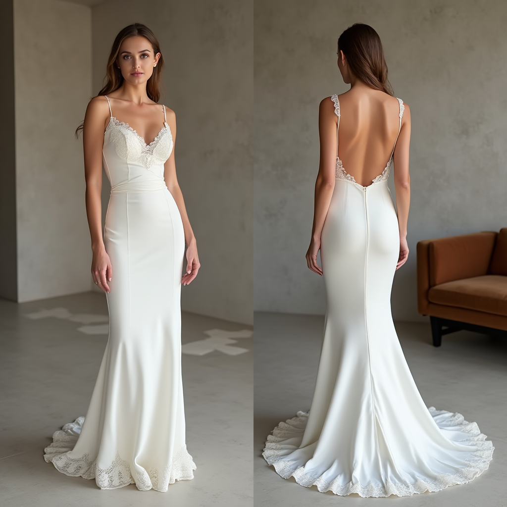 🔹 Satin wedding dress with lace details
🔹 Elegant mermaid wedding gown with open back
🔹 Romantic sweetheart neckline bridal dress
🔹 Luxury wedding gown with lace-trimmed train
🔹 Minimalist and modern satin wedding dress
🔹 Beach or garden wedding dress with spaghetti straps
🔹 Timeless and chic bridal gown