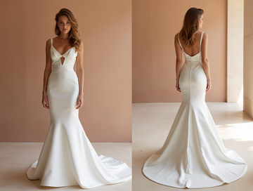 Ivory Mermaid Wedding Dress – Cut-Out Bodice & Sleek Fit
