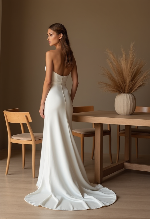 Classic Strapless Ball Gown – Sweetheart Neckline & Full Satin Skirt