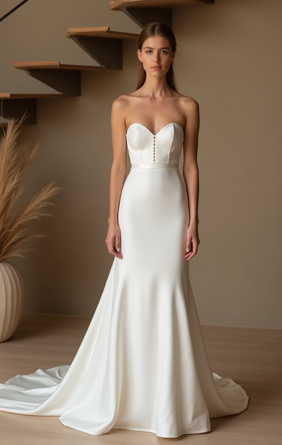 Classic Strapless Ball Gown – Sweetheart Neckline & Full Satin Skirt