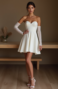 Classic Ball Gown Wedding Dress – Strapless Sweetheart & Satin Skirt
