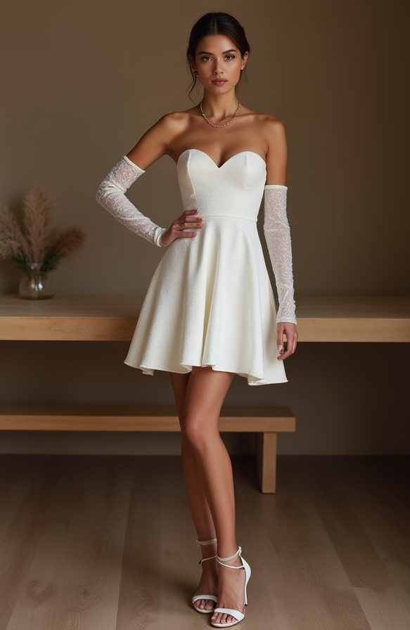 Classic Ball Gown Wedding Dress – Strapless Sweetheart & Satin Skirt