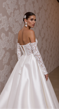Regal Romance: Off-the-Shoulder Satin and Lace Ball Gown