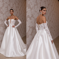 Regal Romance: Off-the-Shoulder Satin and Lace Ball Gown