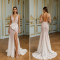 Glamorous Pearl-Embroidered Wedding Gown with Statement Bow