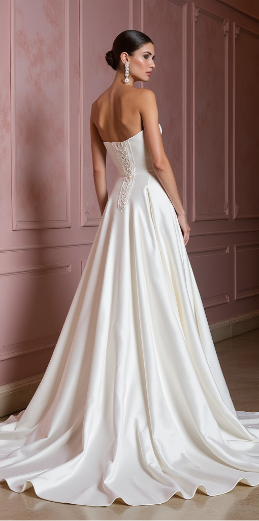 Timeless Elegance: Modern Strapless Satin Ball Gown