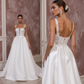 Modern Ball Gown Wedding Dress with Lace Corset Bodice and Satin Skirt