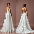 Strapless A-Line Wedding Dress with Beaded Bodice and Flowing Skirt